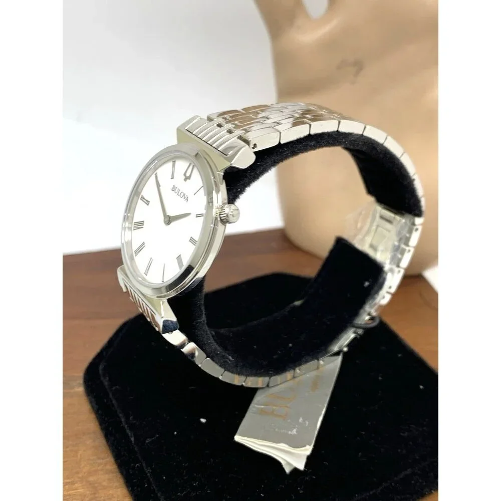 Bulova Women's Watch 96L275 Regatta Quartz Roman White Dial Silver Steel 30mm